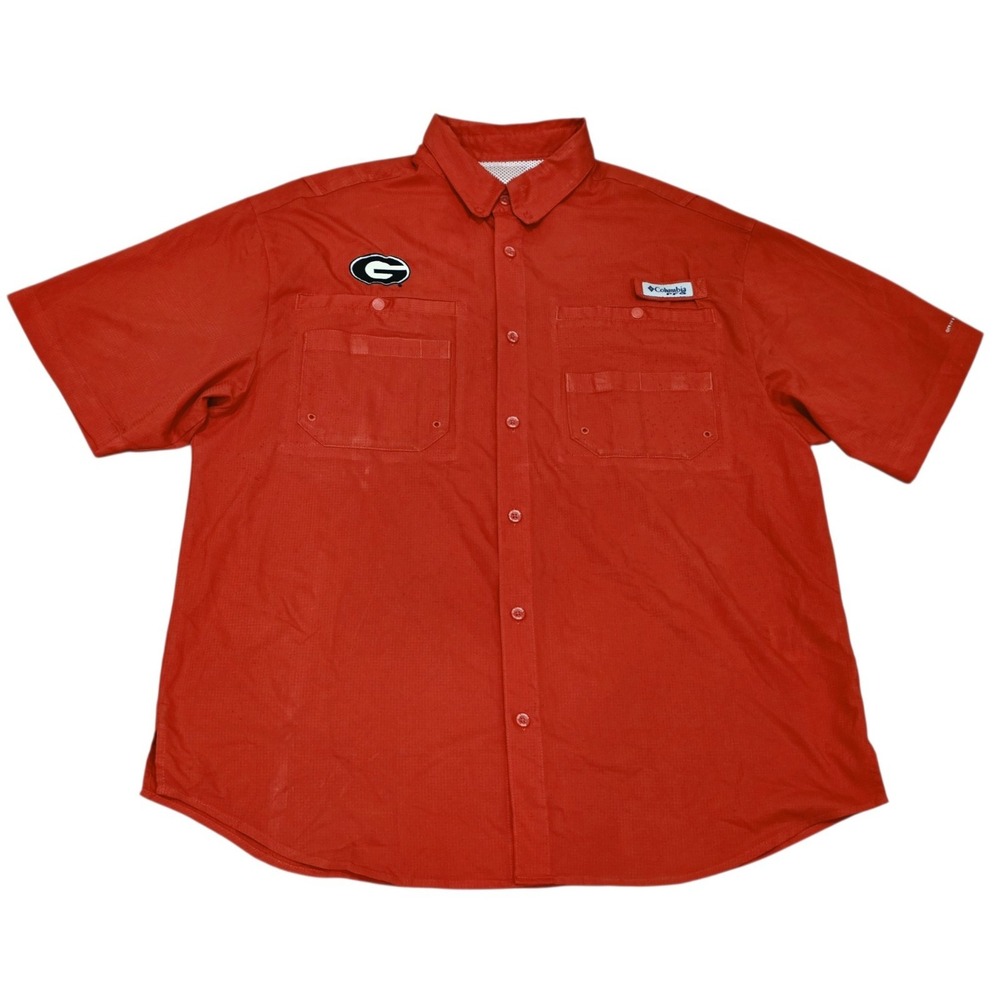 Columbia PFG Georgia Bulldogs Fishing Shirt Men's XL Red UGA Omni-Shade NCAA